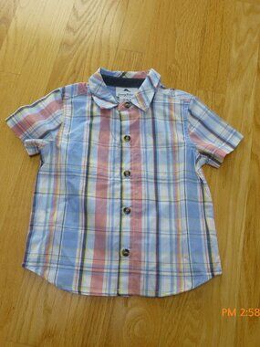 TOMMY BAHAMA 100% Cotton Boys 18M months Plaid Button Short sleeve shirt